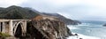 Bixby Bridge along Big Sur Rocky Coastline with Pacific Ocean Waves and Cloudy Sky Royalty Free Stock Photo