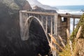 The Bixby Bridge, in Big Sur California, is one of the well known landmarks on the Pacific Coast Highway also known as California Royalty Free Stock Photo