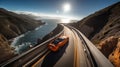 Bixby Bridge on coastline of California. Driving road trip. Royalty Free Stock Photo