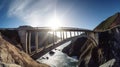 Bixby Bridge on coastline of California. Driving road trip. Royalty Free Stock Photo