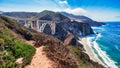 Bixby Bridge, Highway 1 Big Sur - California, USA, Travel concept Royalty Free Stock Photo