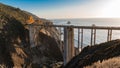 Bixby Bridge on Pacific coast highway at sunset, California Royalty Free Stock Photo