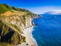 Bixby Creek Bridge, Highway 1, and Big Sur coast of California California Royalty Free Stock Photo