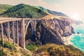 Bixby Creek Bridge on Highway 1 at the US West Coast Royalty Free Stock Photo