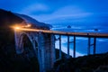 The Bixby Creek Bridge at night, in Big Sur