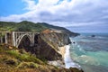 The Bixby Creek Bridge seen from Castle Rock Viewpoint in Pacific Coast Highway (Big Sur), California Royalty Free Stock Photo