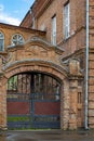 Biysk, a fragment of the facade of an old brick building