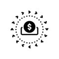 Black solid icon for Biz, remittance and money