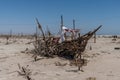 Bizarre artwork at the Bombay Beach on the eastern Salton Sea shore, California Royalty Free Stock Photo