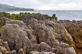 Bizarre cliffs of Paparoa national park. South Island, Pancake Rocks. New Zealand Royalty Free Stock Photo