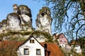 Bizarre columns of rocks Franconian Switzerland Germany Royalty Free Stock Photo