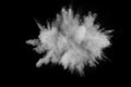 Bizarre forms of of white powder explosion cloud against dark background Royalty Free Stock Photo