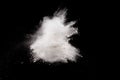 Bizarre forms of white powder explosion cloud against dark background Royalty Free Stock Photo