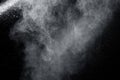 Bizarre forms of white powder explosion cloud against dark background.