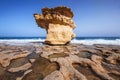 Bizarre `mushroom-rock` cliffs on the Maltese Mediterranean sea coast. Malta landscapes.