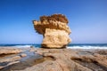 Bizarre `mushroom-rock` cliffs on the Maltese Mediterranean sea coast. Malta landscapes.