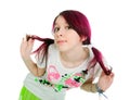 Bizarre pink hair emo girl Royalty Free Stock Photo