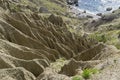 Clay slope with weathering and soil erosion