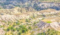 Bizarre rock formations of volcanic Tuff and basalt in Cappadocia, Turkey Royalty Free Stock Photo