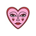 Bizarre Valentines day heart modern abstract face. Groovy emoji shape