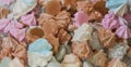 Bized. Colorful buzed pattern.Bized texture.Shabby candy bar