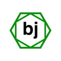 BJ company monogram with green diamond. BJ icon Royalty Free Stock Photo