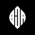 BJA circle letter logo design with circle and ellipse shape. BJA ellipse letters with typographic style. The three initials form a Royalty Free Stock Photo
