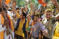 Bjp party workers celebrating during the election in India.