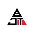 BJT triangle letter logo design with triangle shape. BJT triangle logo design monogram. BJT triangle vector logo template with red Royalty Free Stock Photo