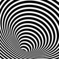 Wormhole Optical Illusion, Geometric Black and White Abstract Hypnotic Worm Hole Tunnel, Abstract Twisted Vector Illusion 3D Opart