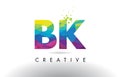 BK B K Colorful Letter Origami Triangles Design Vector.