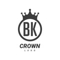 BK B K Letter Logo Design with Circular Crown