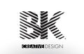 BK B K Lines Letter Design with Creative Elegant Zebra