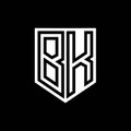 BK Logo monogram shield geometric black line inside white shield color design