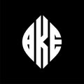 BKE circle letter logo design with circle and ellipse shape. BKE ellipse letters with typographic style. The three initials form a Royalty Free Stock Photo