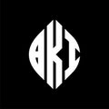 BKI circle letter logo design with circle and ellipse shape. BKI ellipse letters with typographic style. The three initials form a Royalty Free Stock Photo