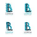 The BL Logo Set of abstract modern graphic design.Blue and gray with slashes and dots.This logo is perfect for companies, business