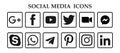 New black color most popular social media logo icons vector