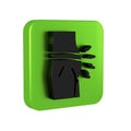 Black Abdominal bloating icon isolated on transparent background. Constipation or diarrhea. Green square button.