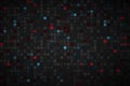 Black abstract background with different transparent squares. Red, blue and grey mosaic look Royalty Free Stock Photo