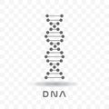 Black abstract DNA strand symbol isolated on transparent background.