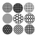 Black abstract geometric sphere gobe vector set Royalty Free Stock Photo