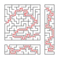 Black abstract labyrinth. A set of three puzzles. An interesting and useful game for children. With the answer. Simple flat vector