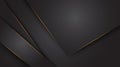 Black abstract layer overlaps with golden lines illustration background Royalty Free Stock Photo