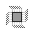 Black abstract microchip circuit icon