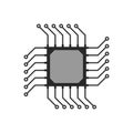 Black abstract microchip circuit icon