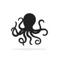 black abstract octopus with tentacles icon