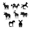 Black And Abstract Set of Geometric Animals