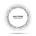 Black abstract vector circle frame halftone random dots logo emblem Royalty Free Stock Photo