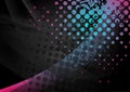 Black abstract wavy background with blue pink grunge dots Royalty Free Stock Photo